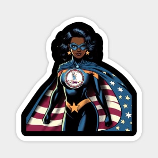 Richmond Virginia 1980s Black Female Comic Book Superhero RVA American Flag Magnet