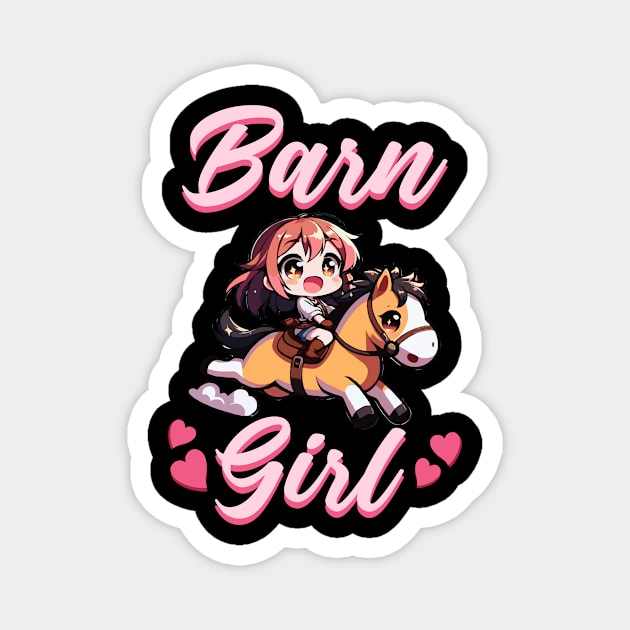 Barn Girl I Equestrian Pony Horse Fan Magnet by biNutz