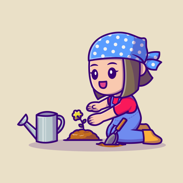 Cute Girl Planting Crops by Catalyst Labs