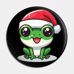 Christmas Frog with Santa Hat Pin