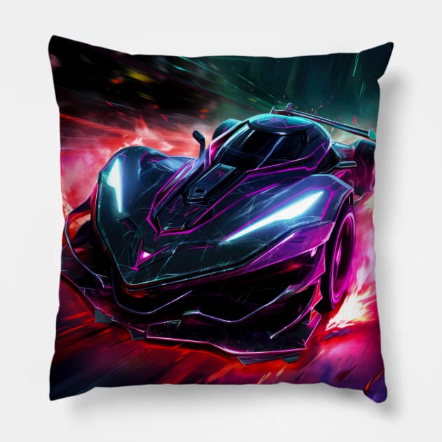 Cool Concept Futuristic Car Racer Pillow by Juka