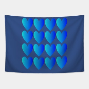 Love Hearts Classic Blue Shades From Light To Dark Tapestry