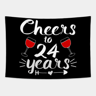 Cheers to 24 years Anniversary Gifts For Couple, Women and Men Tapestry