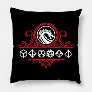 Polyhedral Dice and Dragons Red Tabletop RPG Pillow