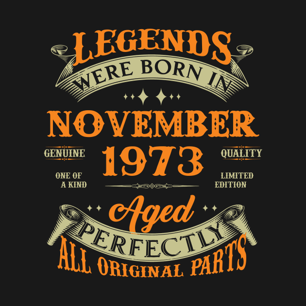 50th Birthday Gift Legends Born In November 1973 50 Years Old by Buleskulls 