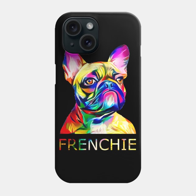 French bulldog, colorful face frenchie dog Phone Case by Collagedream