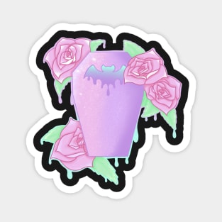 Pastel Goth Rose Coffin Tattoo Flash Design Magnet