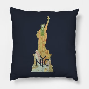 Statue of Liberty 1918 Map of NYC Pillow