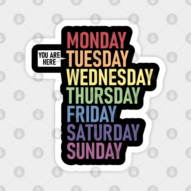 TUESDAY "You Are Here" Weekday Day of the Week Calendar Daily Magnet by Decamega