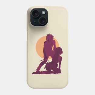 Danmachi Or Is It Wrong To Try Or Dungeon Ni Deai Season 4 Anime Characters Bell And Ryuu Bleeding In Red Minimalist Sunset Vintage Design Phone Case