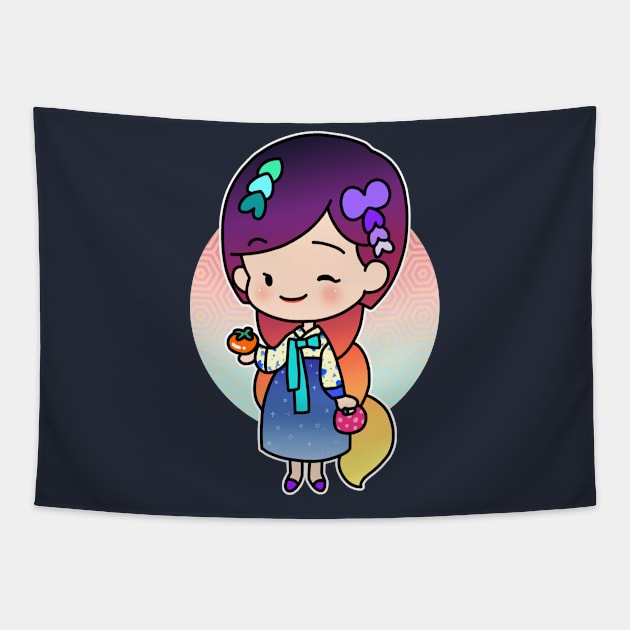 Korean girl in Hanbok Tapestry by spacemandu