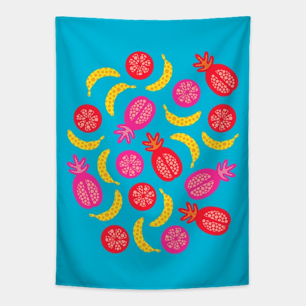 TROPICAL FRUITS WITH LOTSA DOTS in Pop Art Brights - UnBlink Studio by Jackie Tahara Tapestry by UnBlink Studio by Jackie Tahara