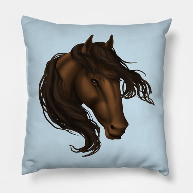 Horse Head - Brown Pillow by FalconArt