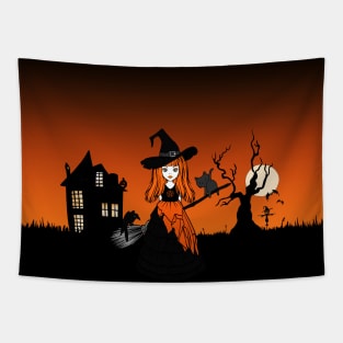 The Witching Hour Orange Cheeky Witch® Tapestry