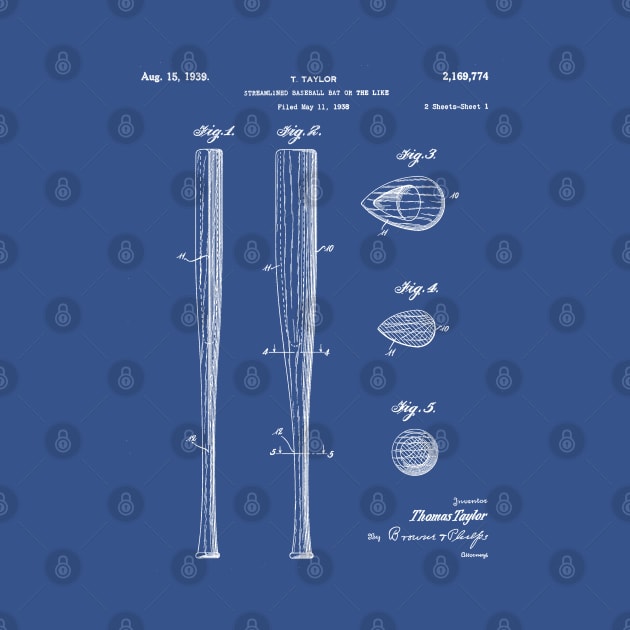 Baseball Bat Patent - Baseball Art - Blueprint by patentpress