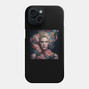 Girl with blonde hair and flowers Phone Case