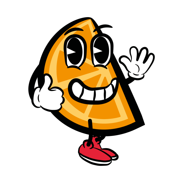 vintage cartoon orange slice giving thumbs up by Captain-Jackson