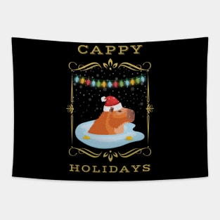 Christmas Capybara  Holiday Winter Tapestry