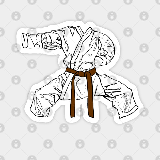 Karate Gi Suit Drawing Brown Belt Magnet by badlydrawnbabe