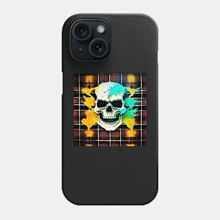 Skull Flames Plaid Grunge Bleach Acid Wash Graphic Skate Punk Biker Phone Case