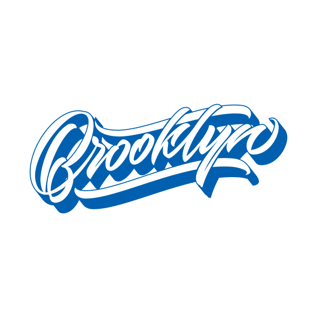 Brooklyn hand made original lettering in blue by Already Original