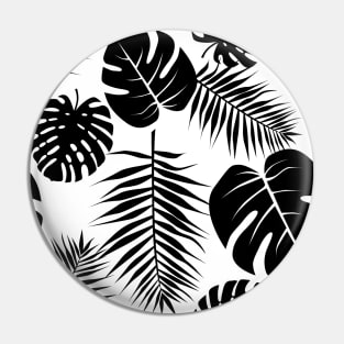 Black and white plant artwork. Large palm leaves pattern. Pin