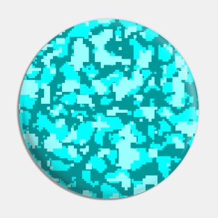 Turquoise blue Camo pattern digital Camouflage Pin