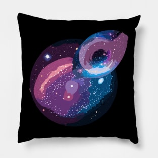 blacklight painting of a galaxy scene, complete with swirling nebulas and stars that glow under UV light Pillow