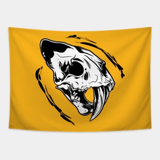 Smilodon Skull Ink Tapestry