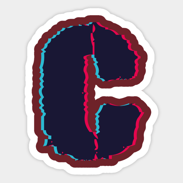 Glitch letter C, distorted letter C - Letter C Gift - Sticker