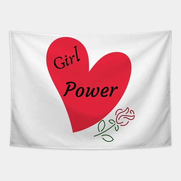 Girl Power Heart Rose design Tapestry by KicksNgigglesprints