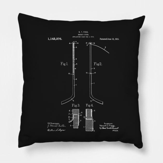 Ice Hockey Stick Patent - Ice Hockey Art - Black Chalkboard Pillow by patentpress