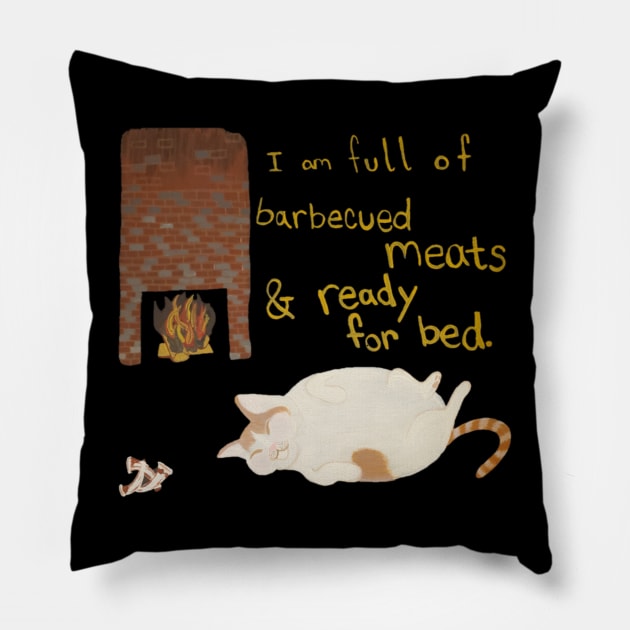 Fat Cat Barbecued Meats Pillow by Art by Bronwyn