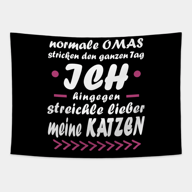 Katzen Katzendame Mietze Oma Katzenlady Tapestry by FindYourFavouriteDesign