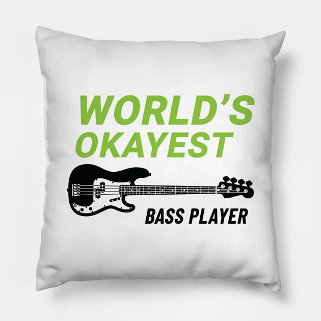 World's Okayest Bass Player P-Style Bass Guitar Light Theme Pillow by nightsworthy