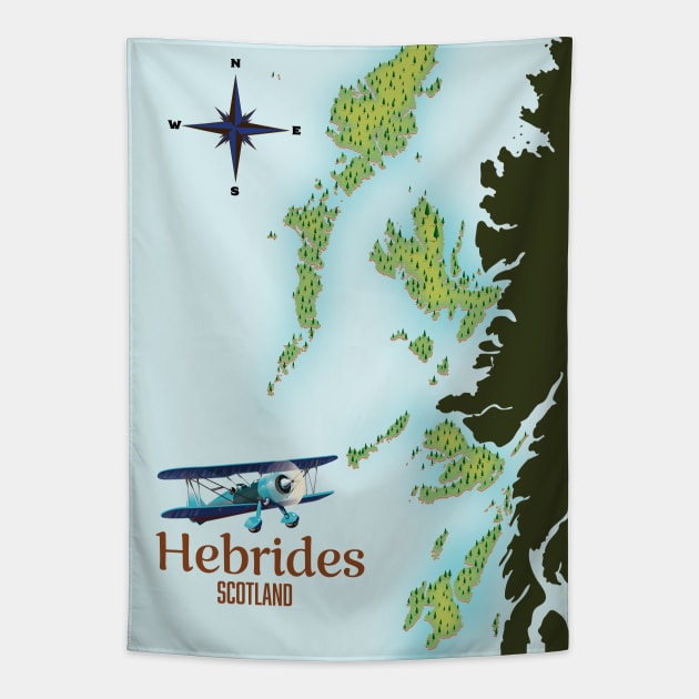 Hebrides Scotland Travel Map Tapestry by nickemporium1