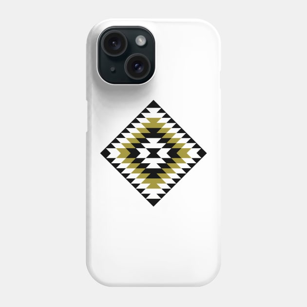 Aztec Symbol Diamond Black White Gold Phone Case by NataliePaskell
