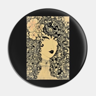 70S ART DECO DOLLY PRINT RETRO Pin