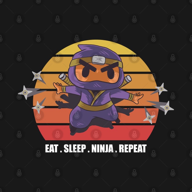 Retro Eat Sleep Ninja Repeat by RajaGraphica