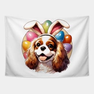 Cavalier King Charles Spaniel in Bunny Ears Celebrates Easter Tapestry