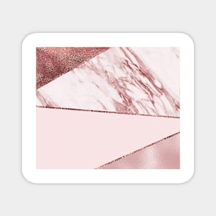 Spliced mixed pinks rose gold marble Magnet