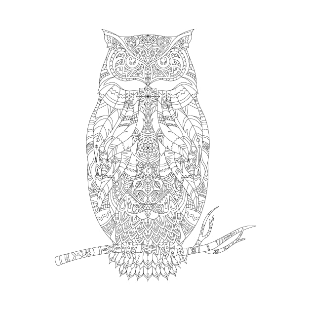 colorful owl line art idea Essential Sticker by Marhaba