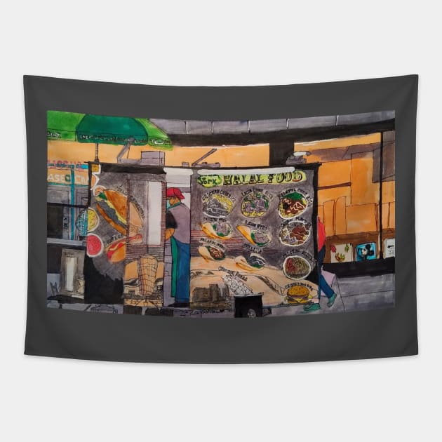 Halal Cart Tapestry by mylockdownsketchbook