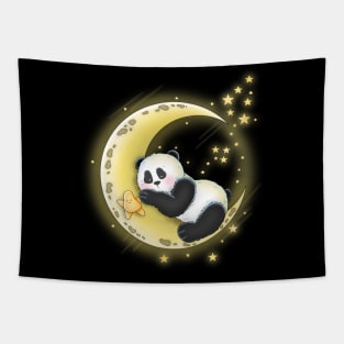 Panda Sleeping On Moon Tapestry