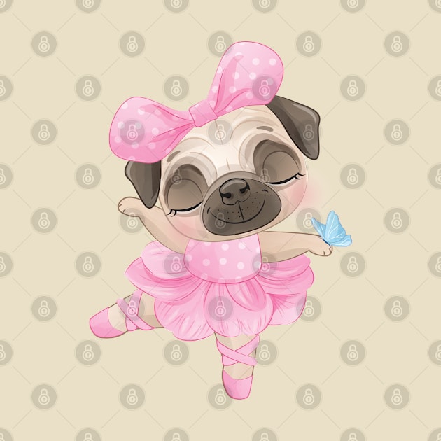 Cute little pug with ballerina by peace and love