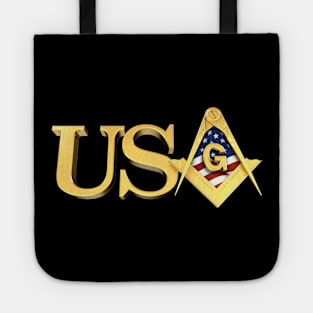 American USA Flag Square & Compass Masonic Freemason Tote