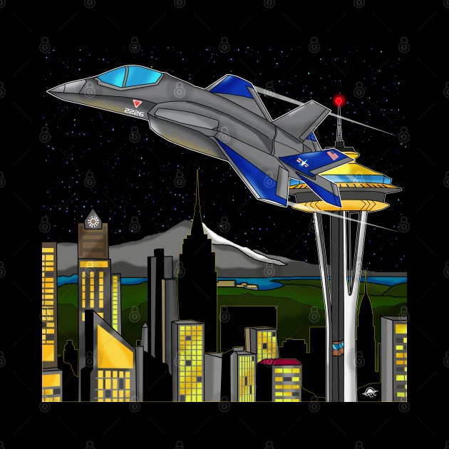 Space Needle Fly by by lytebound