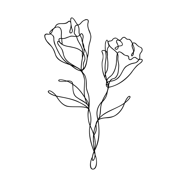 Wildflower Line Art | Floral Botanical Minimalist Lineart by RachelFCreative