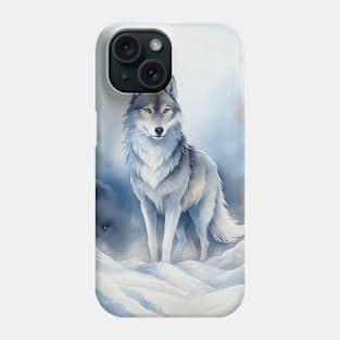 Funny White Wolf Hunting Fantasy Ground, Winter Mountain Icy Moon, Snowy White Forest, Biker gifts Phone Case