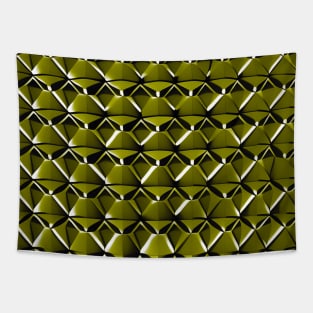 3D Geometric Polygon (Dark Yellow) Tapestry